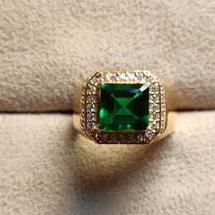 Material  14k Yellow Gold  . Gemstone  Natural Emerald . Gemstone Colour  Green  . Gemstone Shape  Square  . Gemstone Size  6x6MM . birthstone  May  . Cut Grade  Excellent . Style  Art Deco Ring For Man, Lab Created Emerald, Gift Ring, Square Cut, Emerald Gemstone, Green Gemstones, Yellow Gold Ring, Natural Emerald, Stackable Rings