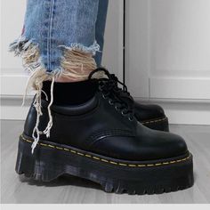 8053 Quad Brand New Any Size Black Low-top Chunky Platform Boots, 8053 Quad, Dr Martens Black, Hype Shoes, Shoe Inspo, Aesthetic Shoes, Swag Shoes, Pretty Shoes, Dream Shoes