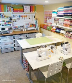 the sewing room is clean and ready for customers to use