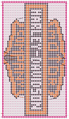 a cross stitch pattern with an orange and black design on the bottom half of it