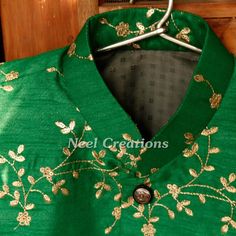 *This is Semi Raw silk Nehru Jacket for men.This is custom made to size and will be made only after you confirm size.We can make matching outfits for family.Please contact us if you want matching outfits.**Buttons and inner lining may differ in color as per availability. * Please note there may be slight color difference due to different screen settings. Green Nehru Jacket With Stand Collar For Festive Occasions, Festive Green Raw Silk Nehru Jacket, Sleeveless Nehru Jacket With Zari Work For Wedding, Festive Green Nehru Jacket With Stand Collar, Traditional Green Raw Silk Nehru Jacket, Traditional Nehru Jacket With Stand Collar For Designer Wear, Traditional Nehru Jacket With Stand Collar For Festive Occasions, Silk Nehru Jacket With Cutdana For Wedding, Traditional Sleeveless Bandhgala With Zari Work