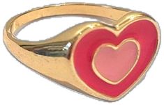 Trendy Pink Jewelry For Anniversary, Trendy Pink Heart-shaped Rings, Trendy Pink Heart Promise Ring, Trendy Pink Enamel Ring As Gift, Trendy Pink Enamel Ring For Gift, Gold Heart-shaped Enamel Ring For Anniversary, Cute Gold Rings For Valentine's Day, Trendy Heart-shaped Rings For Valentine's Day, Pink Cute Rings For Anniversary