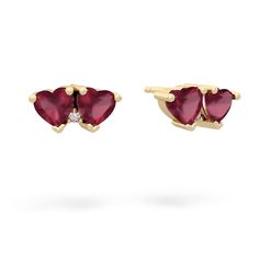 Two hearts, side by side, can mean so much. These 14K Gold ruby and ruby earrings makes a perfect meaningful symbol of a lasting relationship. Gem: Genuine Ruby Metal: solid 14K Gold Diamonds: genuine SI2 diamonds Free gift packaging is included with every order. Formal Yellow Gold Double Heart Earrings, Formal Yellow Gold Heart Cut Earrings, Yellow Gold Double Heart Earrings For Valentine's Day, Ruby Earrings For Valentine's Day, Yellow Gold Earrings For Anniversary On Valentine's Day, Yellow Gold Heart Earrings For Wedding And Valentine's Day, Yellow Gold Earrings For Anniversary Or Valentine's Day, Valentine's Day Anniversary Yellow Gold Earrings, Ruby Earrings For Anniversary On Valentine's Day