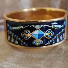 One Small Chip, See Last Photo Scratches/Signs Of Wear...Still Beautiful..Hence Fabulous Price! Hermes Blue, Hermes Jewelry, Vintage Hermes, Jewelry Vintage, Womens Jewelry Bracelets, Blue Gold, Vintage Jewelry, Women Jewelry, Bracelet