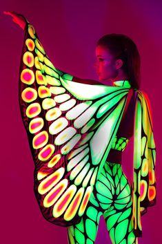 Papilion Wings – BADINKA Rave Outfits Colorful, Rave Wings, Forest Outfit, Open Front Skirt, Neon Bodysuit, Halloween Wings, Wings Cosplay, Neon Rave, Rave Fit