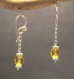 Faceted amber on chain earrings by CalicoJunoJewelry Earring Gold, Chain Earrings, Bronx, Beaded Earrings, Garnet, Gold Earrings, Gold Filled, Silver Gold, Amber