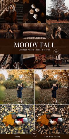 a series of photoshopped images with the words moody fall