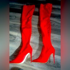 Reposhing This Item I Purchased From @Elie2224. Loved It, But Ready To Rotate For Something New. Questions? Leave A Comment Below! Trendy Boots With Red Sole And Pointed Toe, Trendy Pointed Toe Boots With Red Sole, Red Knee-high Heels For Fall, Casual Red High Heel Boots, Red Fitted High-top Boots, Red Casual Party Boots, Casual Red Party Boots, Casual Heels With Red Sole And Pointed Toe, Casual Pointed Toe Heels With Red Sole