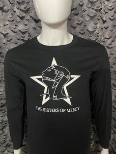 Sisters of Mercy Long Sleeved Men's Shirt. 100% Cotton tees These are handmade screenprinted and slightly vary from the photo. Please feel free to email me any questions. Thanks for looking. Due to an influx of incorrect addresses if a package is returned, you must pay the shipping cost to resend the item to you. The seller is not responsible for any lost or stolen packages. Emo Long Sleeve Graphic T-shirt, Gothic Long Sleeve Cotton T-shirt, Unisex Long Sleeve Band Merch T-shirt, Alternative Long Sleeve T-shirt For Concerts, Emo Long Sleeve Cotton T-shirt, Emo Style Long Sleeve Cotton T-shirt, Unisex Alternative Style T-shirt For Fan Merchandise, Unisex Screen Print Tops For Alternative Fashion, Gothic Cotton Tops With Screen Print