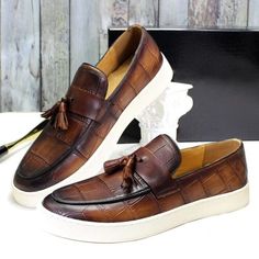 (eBay) Find many great new & used options and get the best deals for Loafer Men Shoes Cow Genuine Leather Daily Party Shoe Sneakers Wedding Shoes at the best online prices at eBay! Free shipping for many products! Elegant Brown Low-top Leather Shoes, Luxury Brown Slip-ons With Round Toe, Brown Low-top Loafers With Brogue Detailing, Luxury Brown Low-top Loafers, Formal Leather Low-top Tassel Loafers, Formal Leather Tassel Loafers Low-top, Formal Low-top Slip-on Leather Shoes, Designer Brown Low-top Leather Shoes, Sneakers Wedding