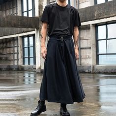 Itooh Japanese Streetwear Baggy Fashion Casual Wide Leg Pants Men Punk Hip Hop Skirt Pants Black Harem Trousers Men's Culottes Unisex Brand Name: Itooh Applicable Season: Spring and Autumn Material: POLYESTER Applicable Scene: Casual Pant Style: Wide leg pants Style: Japan Style Model Number: Culottes Thickness: midweight Waist Type: low Decoration: Pockets Gender: MEN Item Type: full length Closure Type: Drawstring Fabric Type: Corduroy Length: full length Front Style: Flat Fit Type: LOOSE Genderless Fashion Streetwear, Skirt Men Fashion, Men Wearing Skirts Outfits, Man In Skirt Outfit, Men Skirt Fashion, Men Skirt Outfits, Men In Skirts Fashion, Man In Skirt, Skirts Men