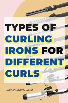 Did you know that there's more than 1 type of curling iron? In fact, we've identified 12 different types of curling irons! While they all curl, they product different types of curls. If you're after a specific curl type or effect, then you need to learn to use the right curling iron for the type of curl you want. If you're a beginner, better to use a curling iron with a clip. If you've got more experience in curling, you can try curling wands.. Read on to find out what those other types are! Different Curling Wand Curls, Types Of Curling Iron Curls, Different Types Of Curling Irons, How To Get Different Types Of Curls, Curling Irons For Different Curls, Best Curling Iron For Waves, Types Of Curls With Curling Iron, Types Of Hair Curls, Double Barrel Curling Iron