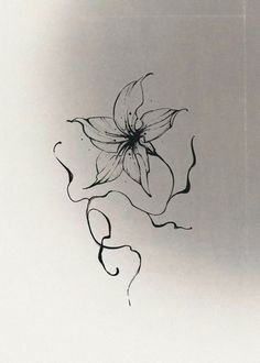 a black and white photo of a flower in the air with swirls around it