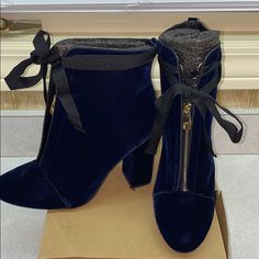 Reposhing This Item I Purchased From @Mary22925. Loved It, But Ready To Rotate For Something New. Questions? Leave A Comment Below! Zara Evening Ankle Boot Heels, Zara High Heel Suede Boots, Black Velvet Heel Boots, Blue Velvet Boots, Zara Ankle-high Heeled Boots Medium Width, Velvet Ankle Boots, Zara Shoes, Blue Black, Bootie Boots