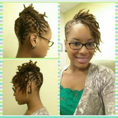 My signature-- locs - to - the - side | Short dreadlocks styles, Dreadlock styles, Short locs hairstyles Styles Short Locs, Sisterlocks Styles Updo, Dreads Short Hair, Short Dreadlocks, Dreadlocks Styles, Short Dreadlocks Styles, Mohawk Styles, Short Locs, Loc Hairstyles