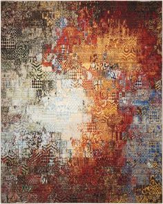 an abstract rug with many different colors and patterns