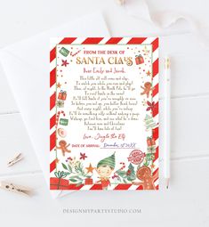 an elf's letter to someone from your elf on christmas card with scissors and paper