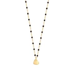 Gigi Clozeau - Lucky Heart Mini Gigi Black necklace, Yellow Gold, 15.7 Love Is Everything, Everything Is Possible, Black Necklace, Affordable Jewelry, Close Your Eyes, Lucky Charm, Black Pearl, Diamond Pendant, Heart Necklace