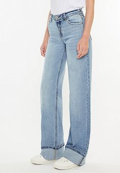 KanCan™ High Rise Cuffed Wide Leg Jean | maurices Versatile Mid-rise Flare Jeans For Everyday, Casual Flare Jeans With Standard Cut Leg For Work, Versatile Light Wash Jeans For Everyday, Classic Flare Jeans In Recycled Denim For Everyday, Trendy Denim Flare Jeans For Casual Wear, Trendy Recycled Denim Jeans, Modern Mid-rise Flare Jeans For Everyday, Trendy Flare Jeans For Elevated Casual, Modern Medium Wash Bottoms For Everyday