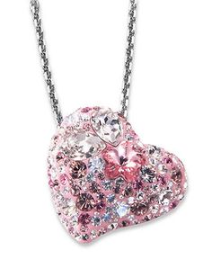 Swarovski Pendant, Alana Crystal Heart - All Fashion Jewelry - Jewelry & Watches - Macy's Pink Heart Necklace, Swarovski Pendant, Swarovski Crystal Hearts, Necklace Craft, Two Hearts, Swarovski Jewelry, Crystal Heart