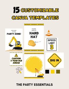 the party essentials flyer is designed to look like construction equipment