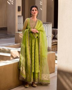 Faiza Saqlain, Pakistani Clothes Online, Pakistani Designer Clothes, Pakistani Wedding Dress, Organza Sleeves, Embroidered Organza, Long Frocks, Pakistani Wedding Dresses, Organza Dupatta