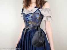 Stays Outfit, Renfaire Corset, Renfest Costume Women, Renassiance Fair Outfits, Blue And Gold Outfits, Blue Fairy Outfit, Renfest Outfit, Bodice Outfit, Cottage Core Corset