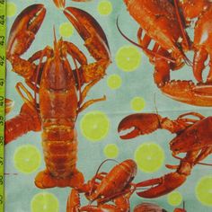 Lobster Print on Poly Spandex Fabric | (4 Way Stretch/Per Yard) Lobster Print, Dragonfly Prints, Polyester Spandex Fabric, Out Of Focus, Sewing Material, Diy Fabric, Color Card, Spandex Fabric, Sewing Fabric