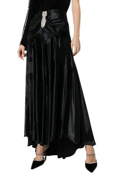 This black crystal-embellished flared maxi skirt from Paco Rabanne is sweeping, flowing and full of gothic romantic energyHigh waistConcealed fasteningFlared styleLong lengthCrystal embellished detail to the front.Composition: Viscose 100%Dry Clean Only Elegant Flare Black Skirt, Glamorous Evening Maxi Skirt Floor-length, Elegant Black Flare Skirt, Glamorous Floor-length Maxi Skirt For Evening, Gothic Flared Skirt Bottoms For Party, Black Gothic Skirt For Evening, Gothic Flared Party Skirt, Gothic Flared Skirt For Party, Glamorous Maxi Skirt For Evening