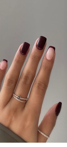 Simple Gel Nails Designs Shorts, Winter Nails Squoval, Classy Nude Nails Square Short, Short France Nails, Short Square Dark Red Nails, Short Bridesmaid Nails, Classy Short Square Nails, Mani Pedi Combos Fall 2024, Shellac Nails Autumn