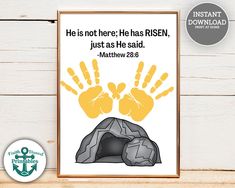 an image of a poster with the words he is not there he has risen, just as he said