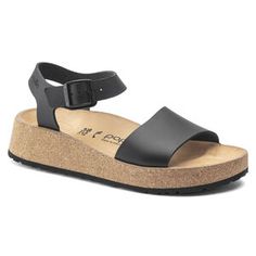 Glenda Nubuck Leather | shop online at BIRKENSTOCK Birkenstock Styles, Black Birkenstock, Platform Wedge Heels, Flatform Sandals, Calf Muscles, Zermatt, Black Leather Sandals, Reykjavik, Nubuck Leather