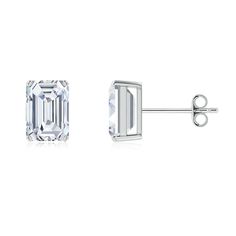 These emerald-cut diamond solitaire stud earrings look simple yet captivating for their sophisticated charm. Classic Octagon Earrings, Classic Octagon Diamond Earrings, Classic Emerald Cut Cubic Zirconia Earrings, Classic Diamond White Emerald-cut Earrings, Classic Emerald Cut Diamond Earrings With Accents, Modern Emerald Cut White Gold Earrings, Modern White Gold Emerald Cut Earrings, Diamond White Emerald Cut Earrings With Prong Setting, Diamond White Emerald Cut Earrings In Prong Setting