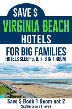 save $ 5 virginia beach hotels for big families and sleep 6 - 8 in 1 room