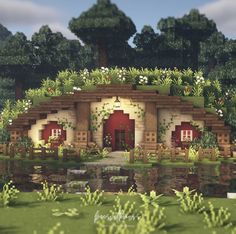 Survival Minecraft Cottage, Minecraft Hobbit Houses Mountain, Minecraft Grass Roof House, Hobbit Hill House Minecraft, Hole In Mountain House Minecraft, Aesthetic Minecraft Hobbit Hole, Cute Minecraft Hill House, Village Remodel Minecraft, Upgrade Village Minecraft