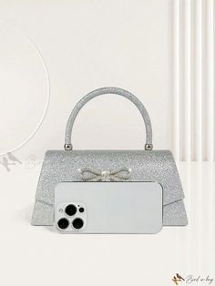 Bird in Bag - Exquisite Silver Square Bag with Glitter, Sequins, and Luxurious Rhinestone Decor; Ideal for Parties, Weddings, Proms, and Evening Events; Stylish Handbag for Elegant Women Silver Rectangular Bag For Prom, Elegant Sparkling Bags For Prom, Rectangular Rhinestone Bags For Prom, Silver Bags With Detachable Handle For Events, Silver Event Bag With Detachable Handle, Silver Event Bags With Detachable Handle, Elegant Silver Portable Bag, Silver Evening Bag With Detachable Handle For Wedding, Portable Top Handle Evening Bag For Party