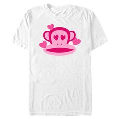 Get lost in the bright and colorful world of Paul Frank this V-Day with new officially licensed apparel featuring your favorite playful and happy characters from Planned Pines past and present! This lovely Men's Paul Frank Julius In Love Graphic T-Shirt features a pink print of the adorable face of Julius the Monkey looking at you with heart-shaped eyes across the front. Grab one of our cheesy new tees this Valentine's Day and let your imagination run wild! Playful Graphic Print T-shirt For Valentine's Day, Playful Crew Neck T-shirt For Valentine's Day, Fun Short Sleeve T-shirt For Valentine's Day, Playful Valentine's Day Crew Neck T-shirt, Fun Valentine's Day T-shirt With Short Sleeves, Valentine's Day Fun Short Sleeve T-shirt, Playful Pink T-shirt For Valentine's Day, Julius The Monkey, Love Graphic