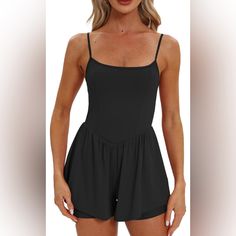 Women's Sleeveless Rompers Spaghetti Strap Double Lined Built-In Shorts 74% Polyamide, 26% Elastane Summer Tank Top With Adjustable Straps For Loungewear, Summer Loungewear Tank Top With Adjustable Straps, Summer Loungewear Camisole, Summer Workout Camisole Tank Top, Summer Camisole With Adjustable Straps For Loungewear, Sleeveless Workout Camisole With Straps, Summer Workout Cami Tank Top, Summer Sleeveless Camisole For Loungewear, Sleeveless Summer Camisole For Loungewear