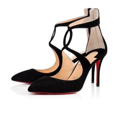 Christian Louboutin ROSAS 85 Cross Strap Ankle Pump Heel Sandal Shoes Black $895 Christian Louboutin ROSAS 85 Cross Strap Ankle Pump Heel Sandal Shoes Black $895 Click images to enlarge Description Christian Louboutin "Rosas" soft suede pumps. Covered stiletto heel. Pointed toe. Crisscross curved straps. d'Orsay silhouette. Back zip eases dress. Signature red leather outsole. Made in Italy. Designer color: Black. Size: 35.5 EU (Insole measures 9 1/8", Heel: 3"). Size: 36 EU (Insole measures 9.25 Ankle Pumps, Strap Sandals Heels, Red Louboutin, Xmas List, Bling Shoes, Louboutin Heels, Red Pumps, Christian Louboutin Heels, Ankle Heels