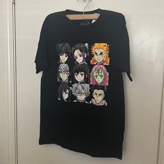 Nwt - Never Worn Anime T-Shirt. Black Anime T-shirt With Front Print, Black Anime Print T-shirt For Streetwear, Black Anime Print Shirt For Streetwear, Black Pop Culture T-shirt For Summer, Black Graphic Tee With Anime Print, Black Anime Print Tops For Streetwear, Black Anime Shirt With Screen Print, Black Anime Character Print T-shirt, Black Anime Shirt With Character Print