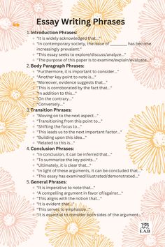 the writing process for an english language class is shown in yellow and pink flowers on white paper