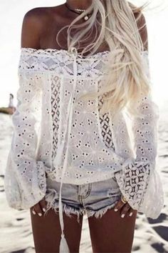 This off-the-shoulder top showcases elegant embroidery on a solid backdrop, adding a touch of sophistication to your ensemble. With its graceful neckline and versatile style, it effortlessly transitions from day to night, perfect for those seeking a chic and timeless look. White Embroidered Off-shoulder Top, White Off-shoulder Beach Top, Solid Backdrop, Off The Shoulder Tops, Elegant Embroidery, Chic Blouses, Shoulder Tops, To Night, Versatile Style