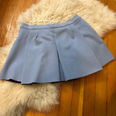 Zara Pastel Blue Pleated Mini Skirt. Nwt. Ended Up Not Wearing It Because It Runs Bigger Now. Xs But Waist Size Is 16.5 Inches. Worn Once. A Small Pink Stain Close To The Zipper. Light Blue Stretch Mini Skirt For Spring, Light Blue Stretch Skort For Spring, Light Blue Fitted Lined Skirt, Blue Skirt For Day Out, Blue Stretch Mini Pleated Skirt, Light Blue Stretch Mini Skort, Blue Stretch Pleated Mini Skirt, Light Blue Skort For Spring, Light Blue Fitted Mini Skort