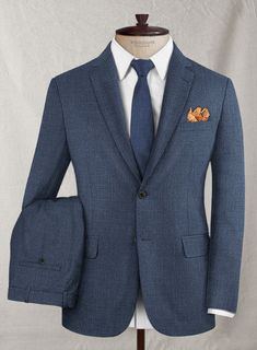 Blue Fitted Suit In Suiting Fabric, Fitted Blue Suit In Suiting Fabric, Blue Fitted Suit For Formal Occasions, Formal Fitted Blue Suit, Blue Fitted Formal Suits, Fitted Blue Suits For Semi-formal Occasions, Blue Fitted Suits For Semi-formal Occasions, Blue Fitted Semi-formal Suits, Classic Blue Suit In Suiting Fabric