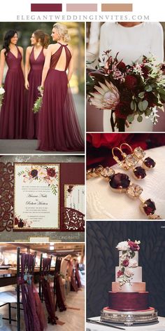 a collage of different wedding colors and details