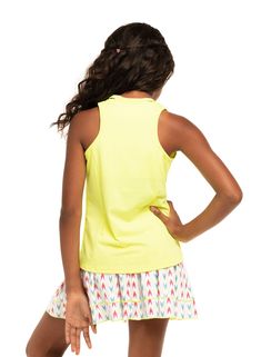 The classic tennis tank gets Lucky’s fun, modern touch. A neon yellow, V-neck tank with a racerback, mesh detailing down the sides and fun neck line cutout details. Yellow Sleeveless Tank Top For Sports, Yellow Sleeveless Sports Tank Top, Yellow Sleeveless Athleisure Top, Yellow Sporty Racerback Top, Sporty Yellow Racerback Top, Yellow Summer Sports Tank Top, Yellow Stretch Racerback Top, Yellow Tank Top For Summer Sports, Yellow Sports Tank Top For Summer