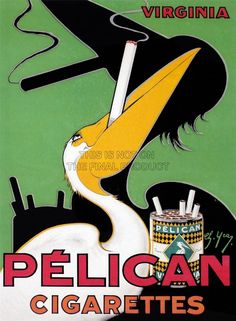 ADVERT PELICAN CIGARETTES VINTAGE SMOKING VINTAGE POSTER ART PRINT 817PY Vintage Wall Art Prints, Affiches D'art Déco, Art Deco Poster, Deco Poster