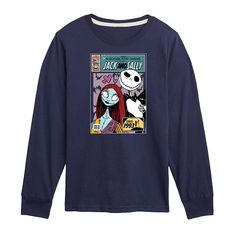 Add a spooky addition to their outfit with this Disney's The Nightmare Before Christmas Boys Jack & Sally Long Sleeve Tee. ©Disney FEATURES Crewneck Long sleevesFABRIC & CARE Cotton, polyester Machine wash Imported Size: X Large. Color: Navy. Gender: male. Age Group: kids. Pattern: Graphic. Graphic Print Tops For Disney Fan Events In Winter, Disney Long Sleeve Tops For Fall, Themed Long Sleeve Tops With Cartoon Print, Themed Long Sleeve Top With Cartoon Print, Blue Long Sleeve Disney Top, Long Sleeve T-shirt With Character Print For Disney Events, Christmas Long Sleeve Tops With Character Print, Nightmare Before Christmas Shirts Kids, Nightmare Before Christmas Tshirts