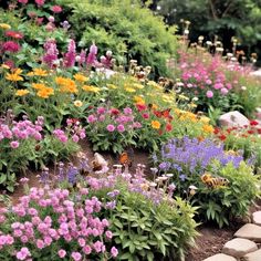 25 Sloped Backyard Ideas on A Budget - Suite 101 Slope Flower Garden, Sunny Slope Landscaping, Flower Garden On A Hill Sloped Yard, Landscaping On A Small Slope, Slope Landscaping Ideas Low Maintenance, Gentle Slope Landscaping, Sloped Flower Bed Ideas, Full Sun Hillside Landscaping, Flower Garden On A Slope