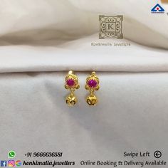 #KJ_G562 Net Weight: up to 1 grams Item : Baby Hangings (కుట్టు కాడలు) Fb, Insta, Pinterest: @konkimalla.jewellers Baby Earrings Gold Indian, Black Beads Ear Rings Gold, 2 Grams Gold Earrings, 2 Grams Gold Earrings Designs, Baby Jewelry Gold, Gold Earrings Indian